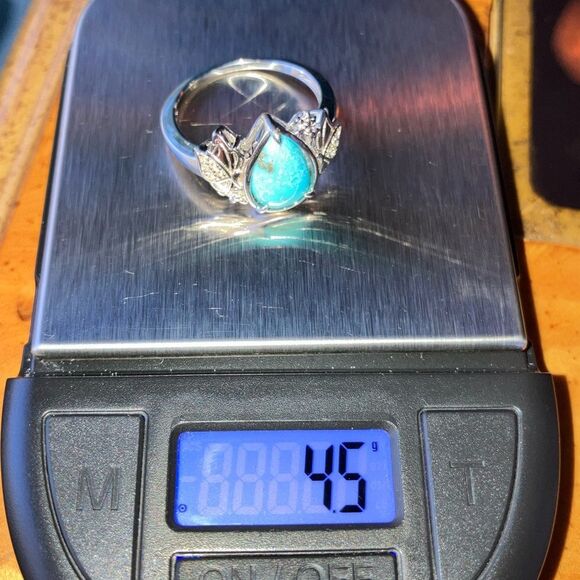 Kingman Turquoise Sterling Silver Ring Size 10 - Picture 10 of 10